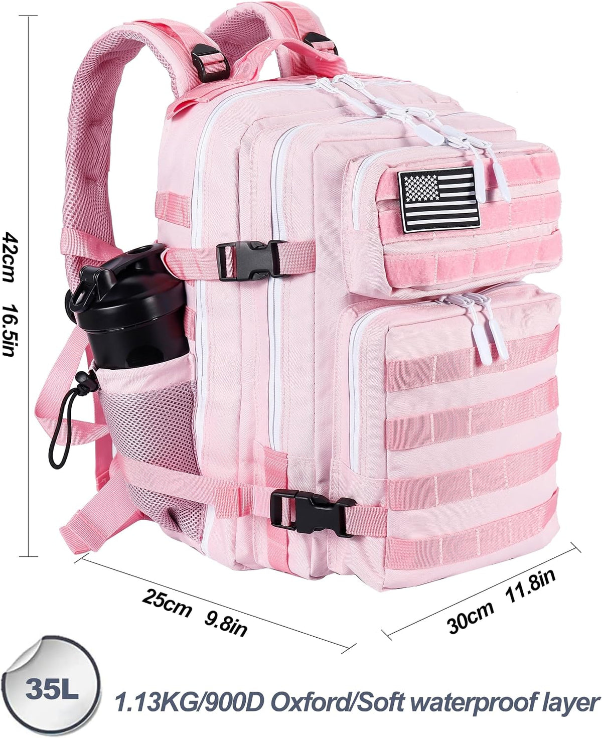 Tactical Military Backpack for Men and Women 25L/35L Army Assault Pack Bag Small Rucksack with Bottle Holder