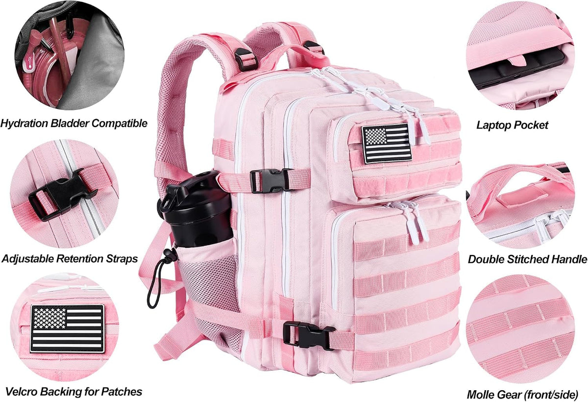 Tactical Military Backpack for Men and Women 25L/35L Army Assault Pack Bag Small Rucksack with Bottle Holder