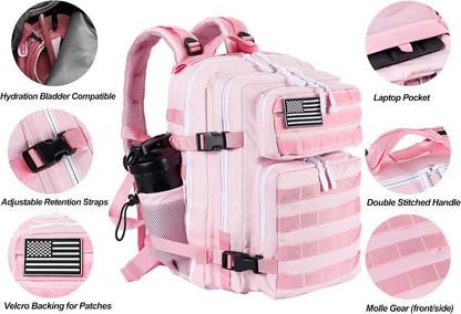 Tactical Military Backpack for Men and Women 25L/35L Army Assault Pack Bag Small Rucksack with Bottle Holder