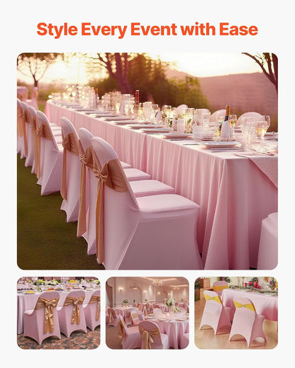 Chair Covers, Polyester Spandex Chair Cover, Stretch Slipcovers for Wedding Party Dining Banquet Flat-Front Chair Covers (Pink-c, 50PCS)