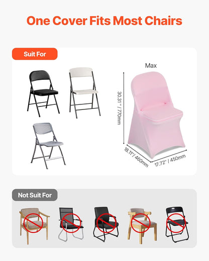 Chair Covers, Polyester Spandex Chair Cover, Stretch Slipcovers for Wedding Party Dining Banquet Flat-Front Chair Covers (Pink-c, 50PCS)