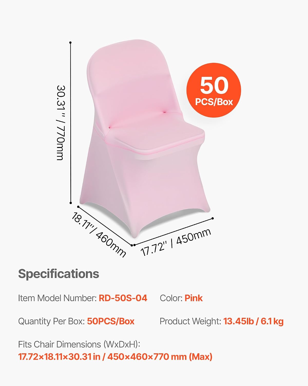 Chair Covers, Polyester Spandex Chair Cover, Stretch Slipcovers for Wedding Party Dining Banquet Flat-Front Chair Covers (Pink-c, 50PCS)