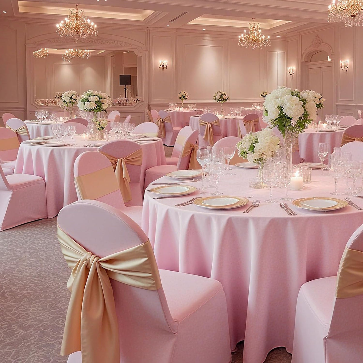 Chair Covers, Polyester Spandex Chair Cover, Stretch Slipcovers for Wedding Party Dining Banquet Flat-Front Chair Covers (Pink-c, 50PCS)