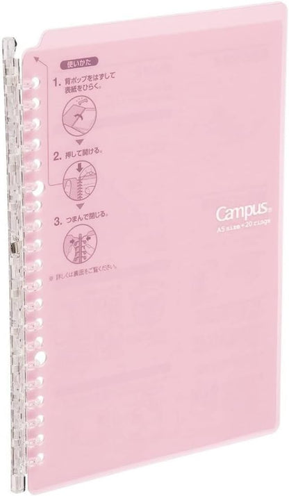 Kokuyo Smart Ring Binder, B5 Light Pink Binder Notebook, Up to 25 Sheets