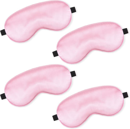 4 Pcs Silk Sleep Mask Smooth Soft Eye Mask Satin Eyeshade Adjustable