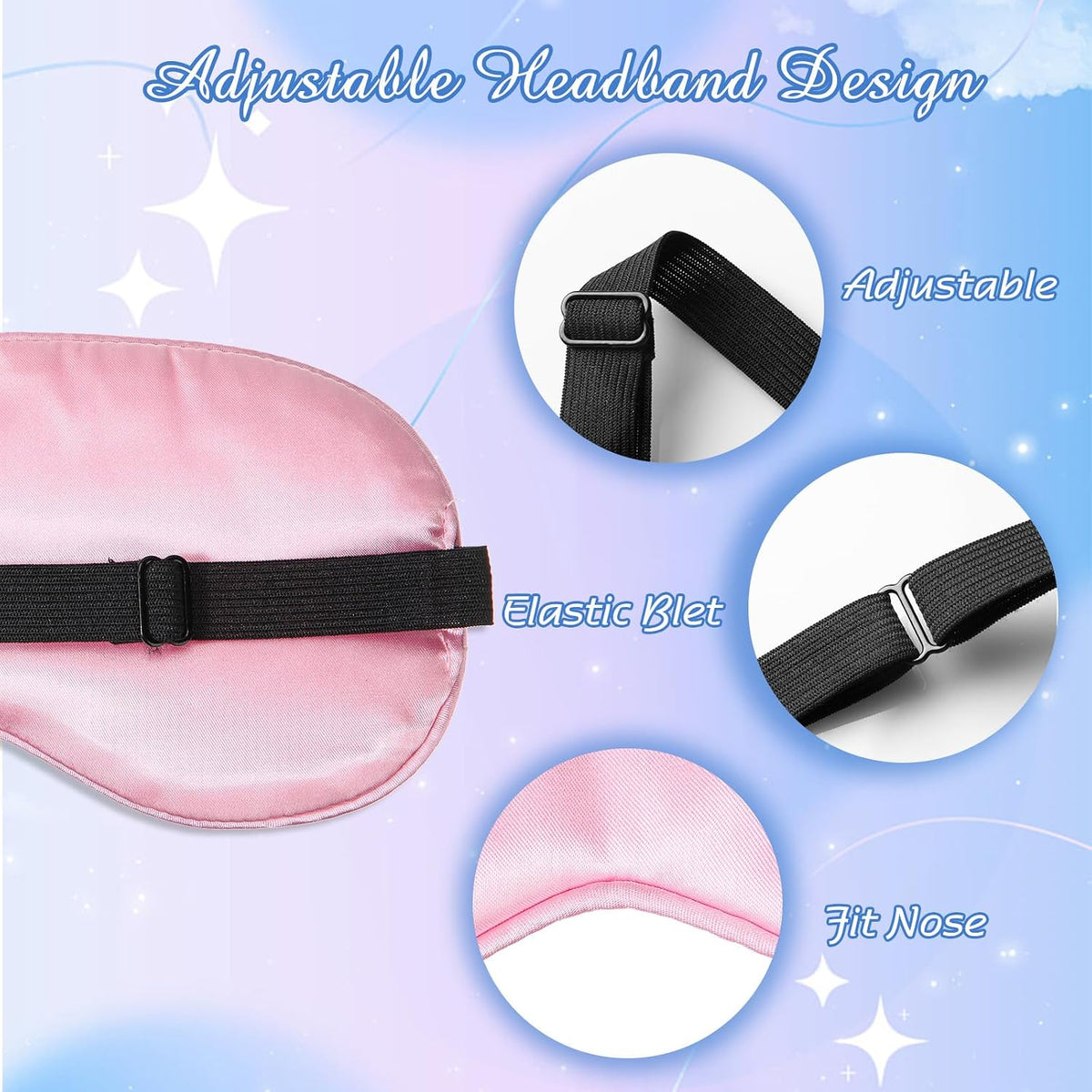 4 Pcs Silk Sleep Mask Smooth Soft Eye Mask Satin Eyeshade Adjustable