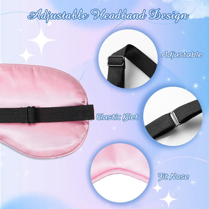 4 Pcs Silk Sleep Mask Smooth Soft Eye Mask Satin Eyeshade Adjustable