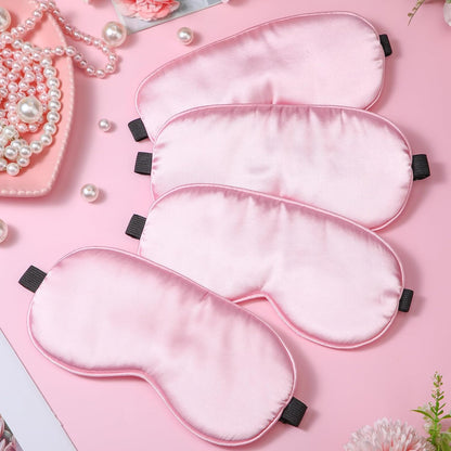 4 Pcs Silk Sleep Mask Smooth Soft Eye Mask Satin Eyeshade Adjustable