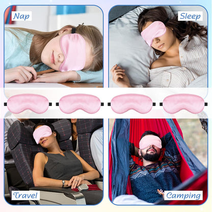 4 Pcs Silk Sleep Mask Smooth Soft Eye Mask Satin Eyeshade Adjustable