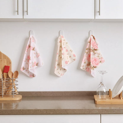 24 Pack Reusable Paper Towels Washable Cloths, Pink Vintage Rose