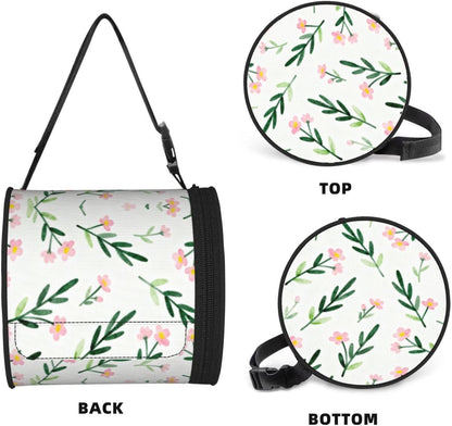 Round Tissue Holder Bag Car Hanging Tissue Boxes Cover with Adjustable Strap Foldable Roll Storage Bags with Zipper Tissues Case Organizer for Home Decor Toilet Office(Spring Pink Flower)