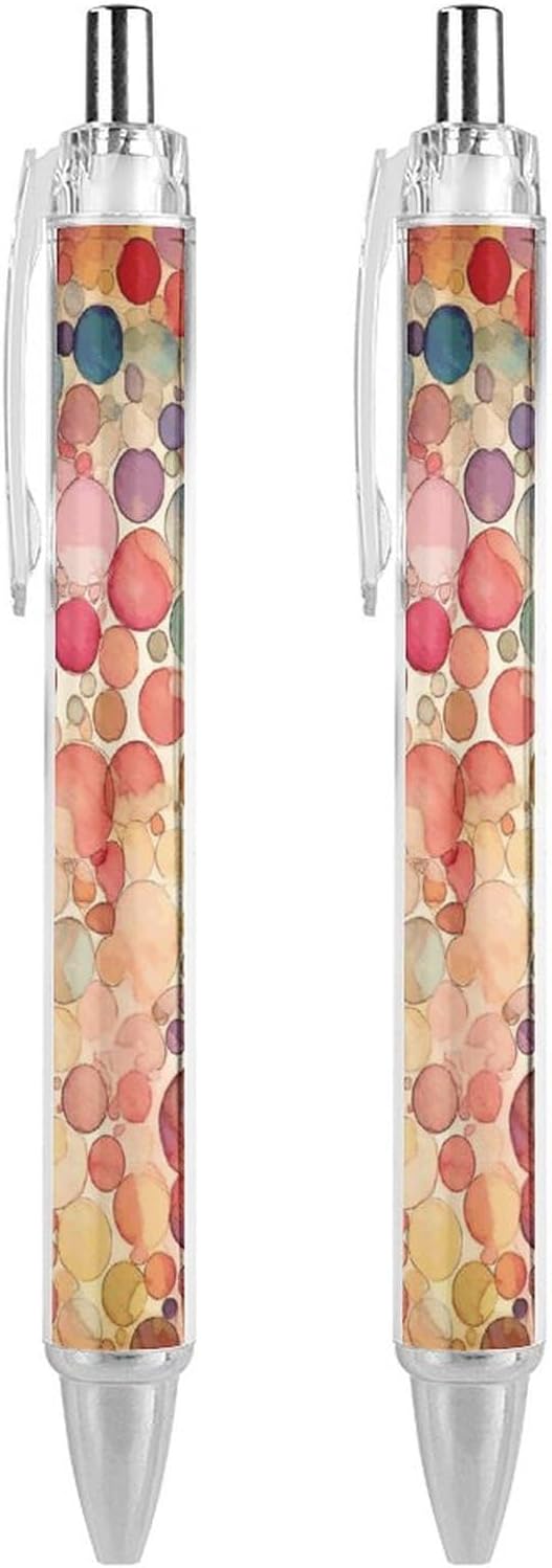 Light Beige And Peach Ball Point Pen Retractable Black Ink Ballpoint Pens with Super Soft Grip Medium Point Office Pens 2 PCS