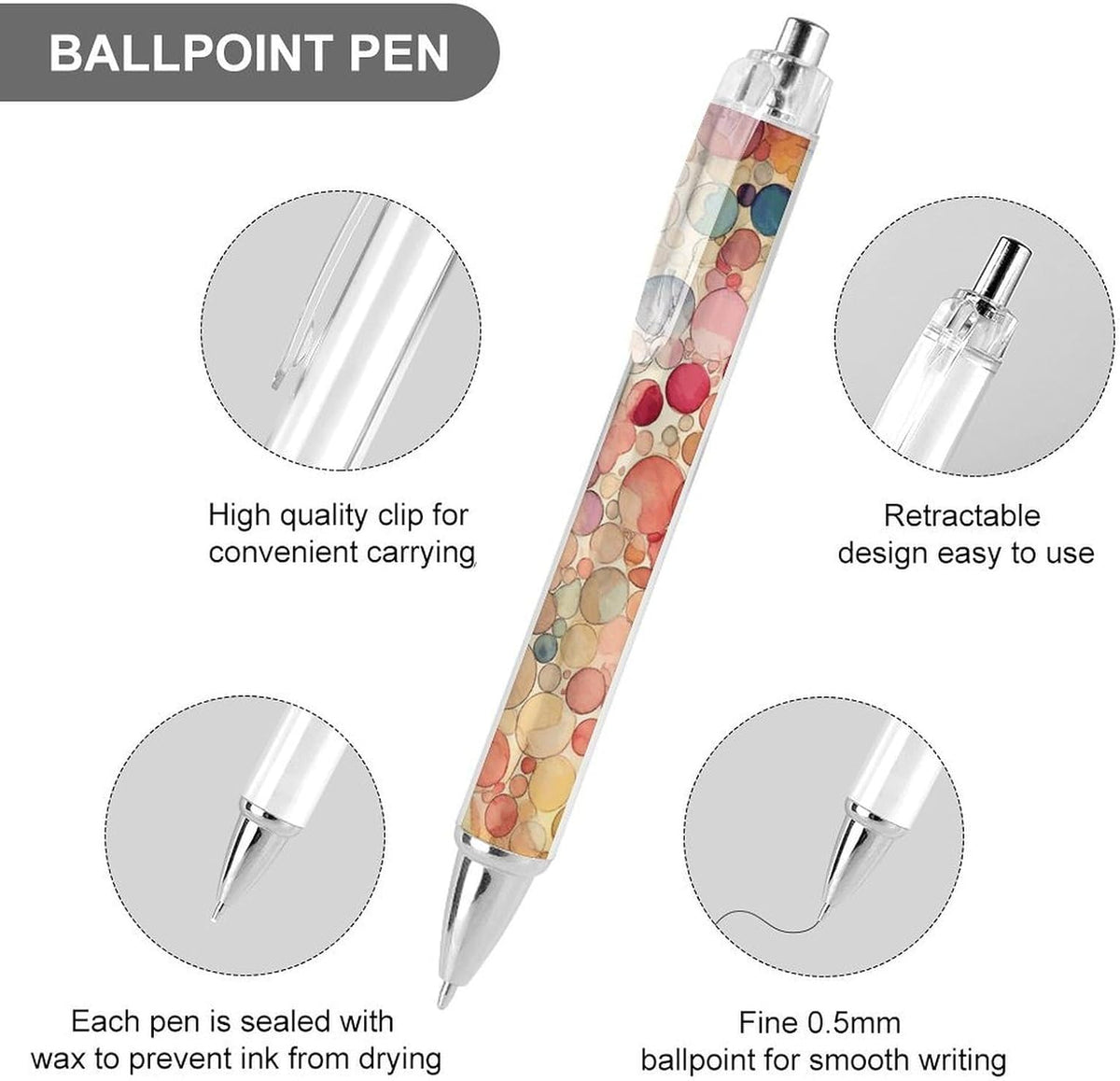 Light Beige And Peach Ball Point Pen Retractable Black Ink Ballpoint Pens with Super Soft Grip Medium Point Office Pens 2 PCS