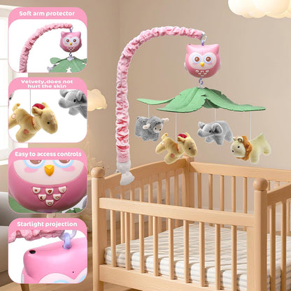 Baby Crib Mobile with Music Lights Projector and Remote Control Pink