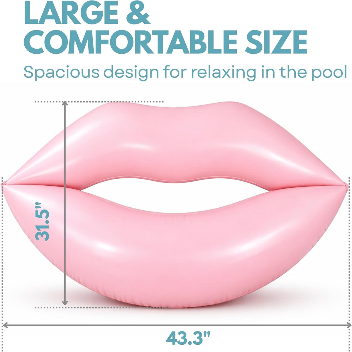 43.3 x 31.5 Inch Swimming Giant Pink Lips Pool Float Inflatable (1 PCS/2 PCS)