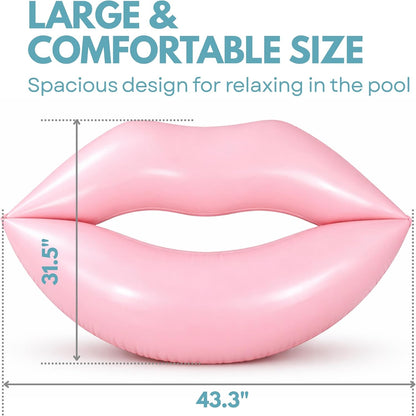 43.3 x 31.5 Inch Swimming Giant Pink Lips Pool Float Inflatable (1 PCS/2 PCS)