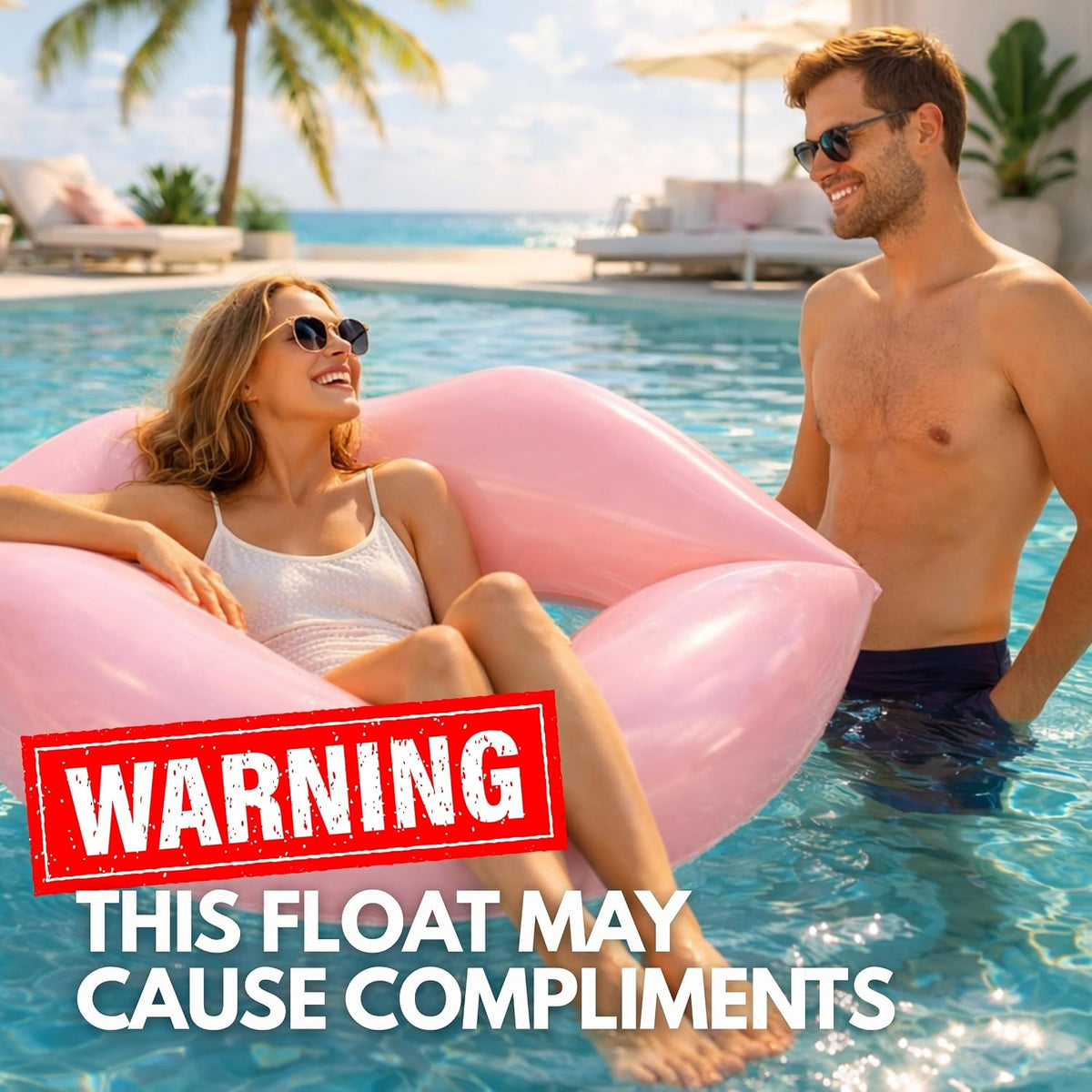 43.3 x 31.5 Inch Swimming Giant Pink Lips Pool Float Inflatable (1 PCS/2 PCS)