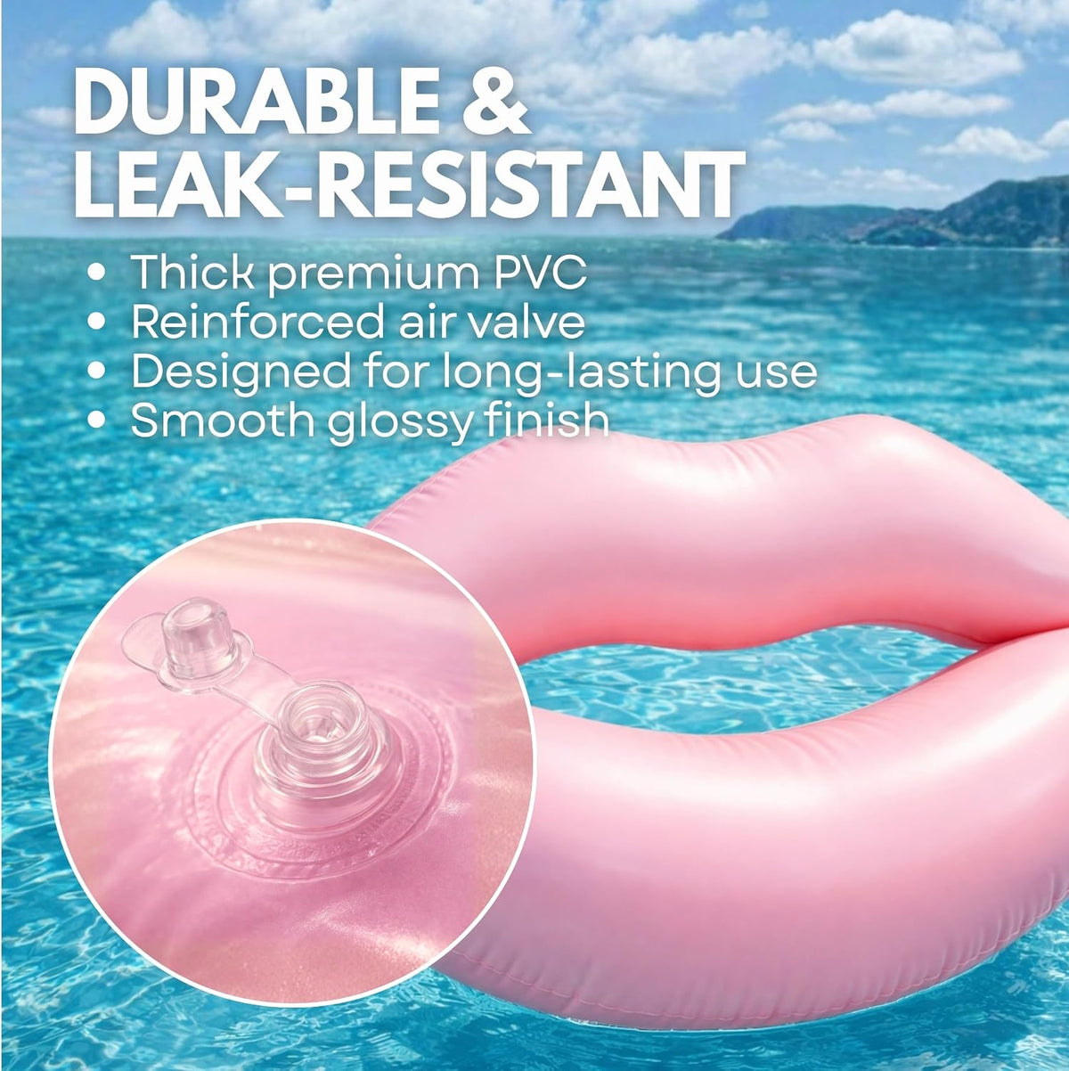 43.3 x 31.5 Inch Swimming Giant Pink Lips Pool Float Inflatable (1 PCS/2 PCS)