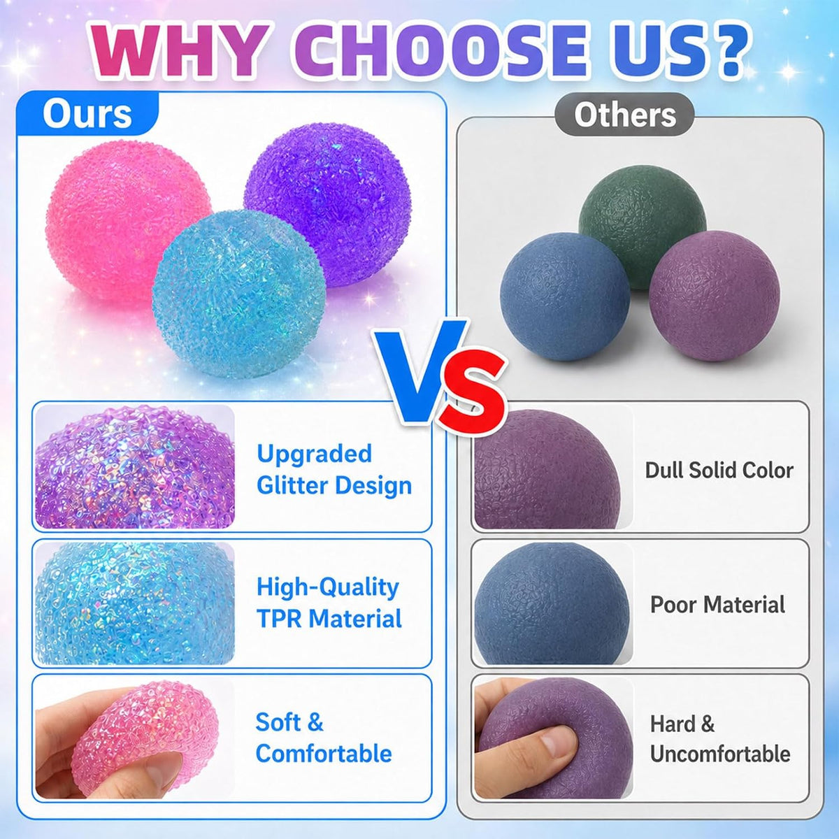 3Pcs Textured Stress Balls, Sensory Fidget Toys for Anxiety Relief
