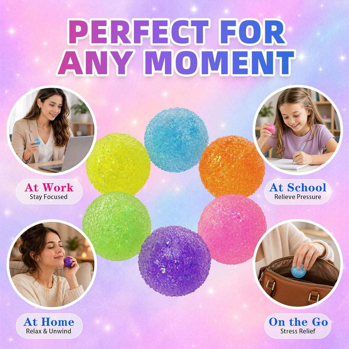 3Pcs Textured Stress Balls, Sensory Fidget Toys for Anxiety Relief