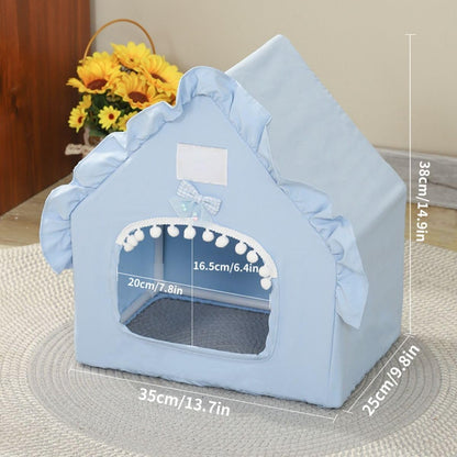 Washable Small Pet Bed Tent House Hideout for Guinea Pig Rabbit (Pink)