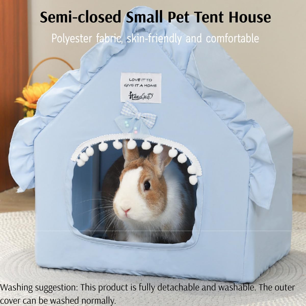 Washable Small Pet Bed Tent House Hideout for Guinea Pig Rabbit (Pink)