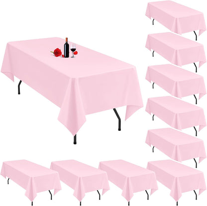 10 Pack Pink Tablecloth 60 x 102 Inch Light Pink Tablecloth for 6 Foot Rectangle Tables Pink Table Cloth Washable Polyester Fabric Table Cloths for Parties Wedding Banquet Christmas