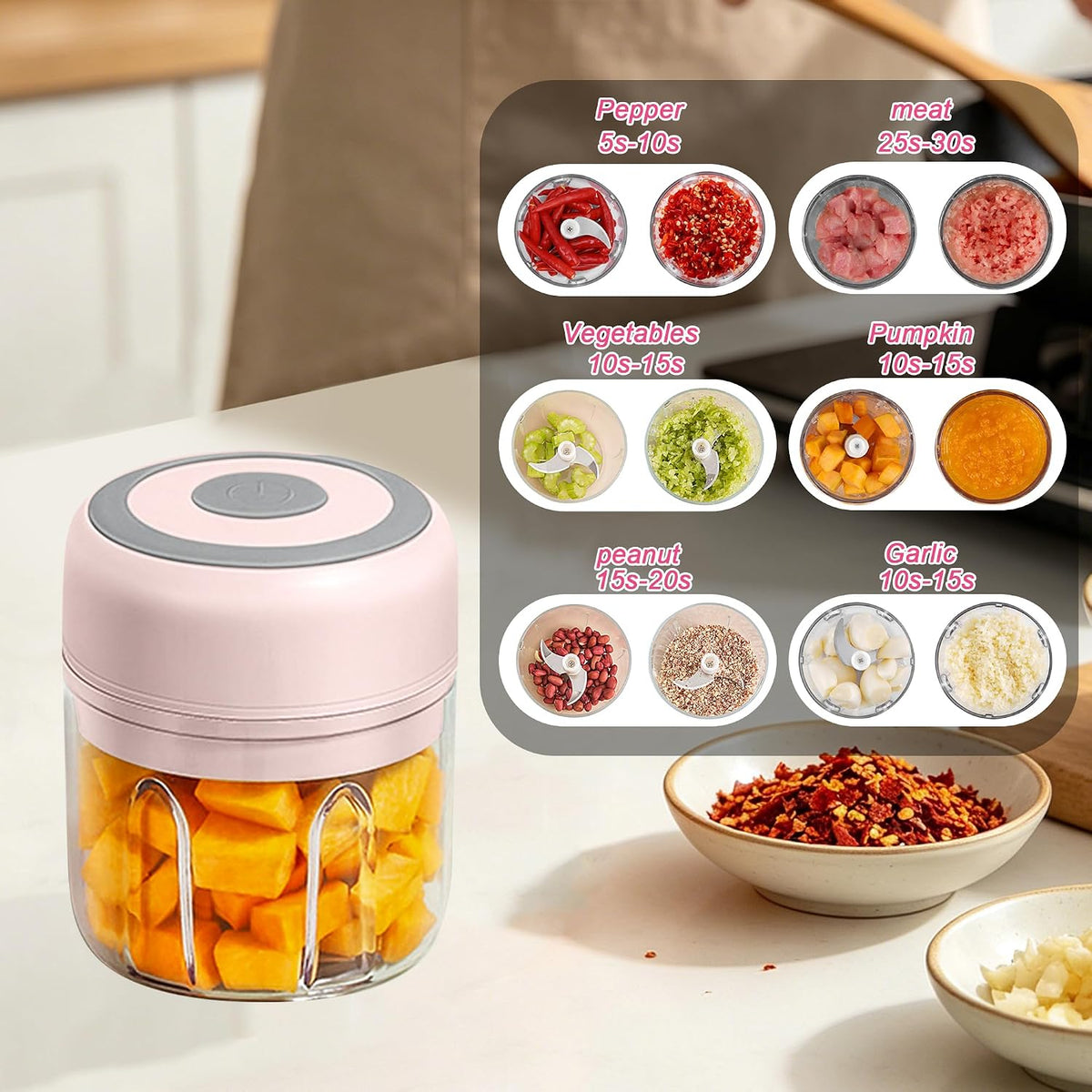 Electric Garlic Mincer, 250ML Small Onion Chopper USB