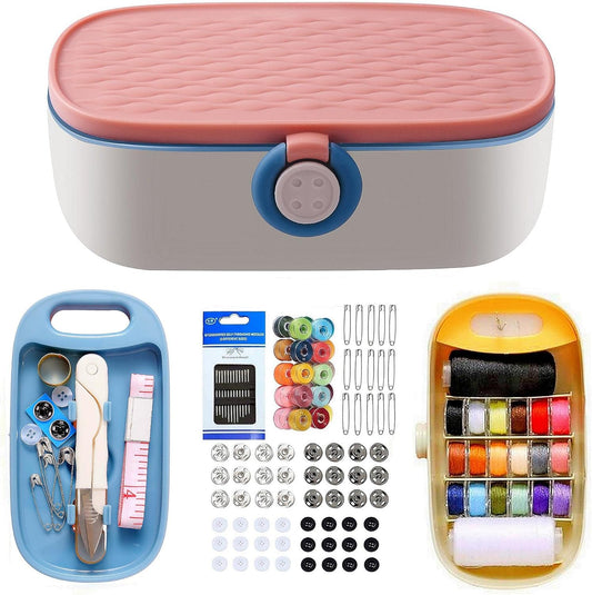 Sewing Project Kit, 135 Pcs Family Sewing Supplies Repair Kit Traveler Sewing Kit Sewing Thread Accessories DIY Sewing Supplies Organizer (Green) (Pink)