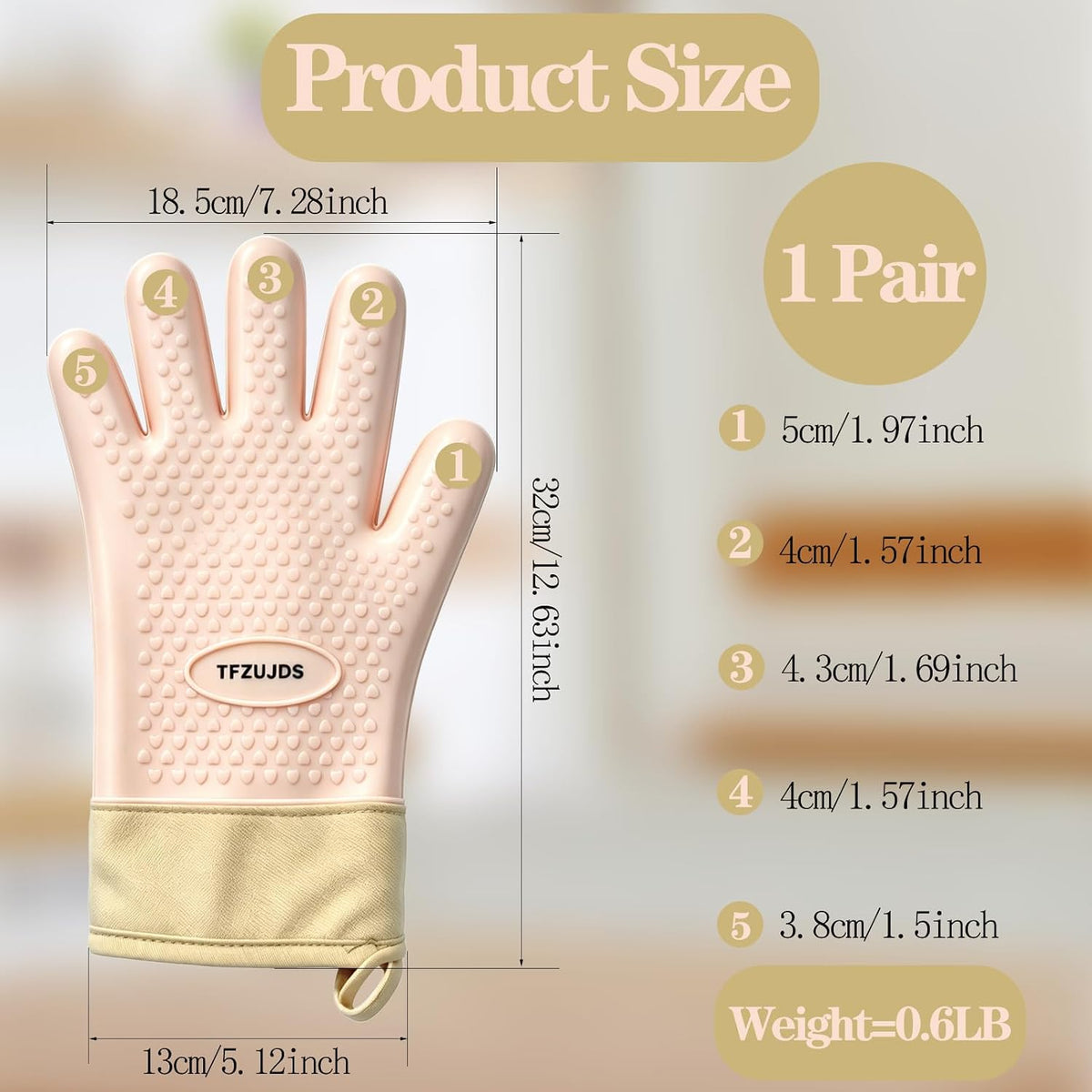 Silicone Oven Gloves with Fingers Heat Resistant 450°F in Kitchen