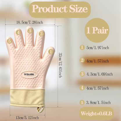 Silicone Oven Gloves with Fingers Heat Resistant 450°F in Kitchen