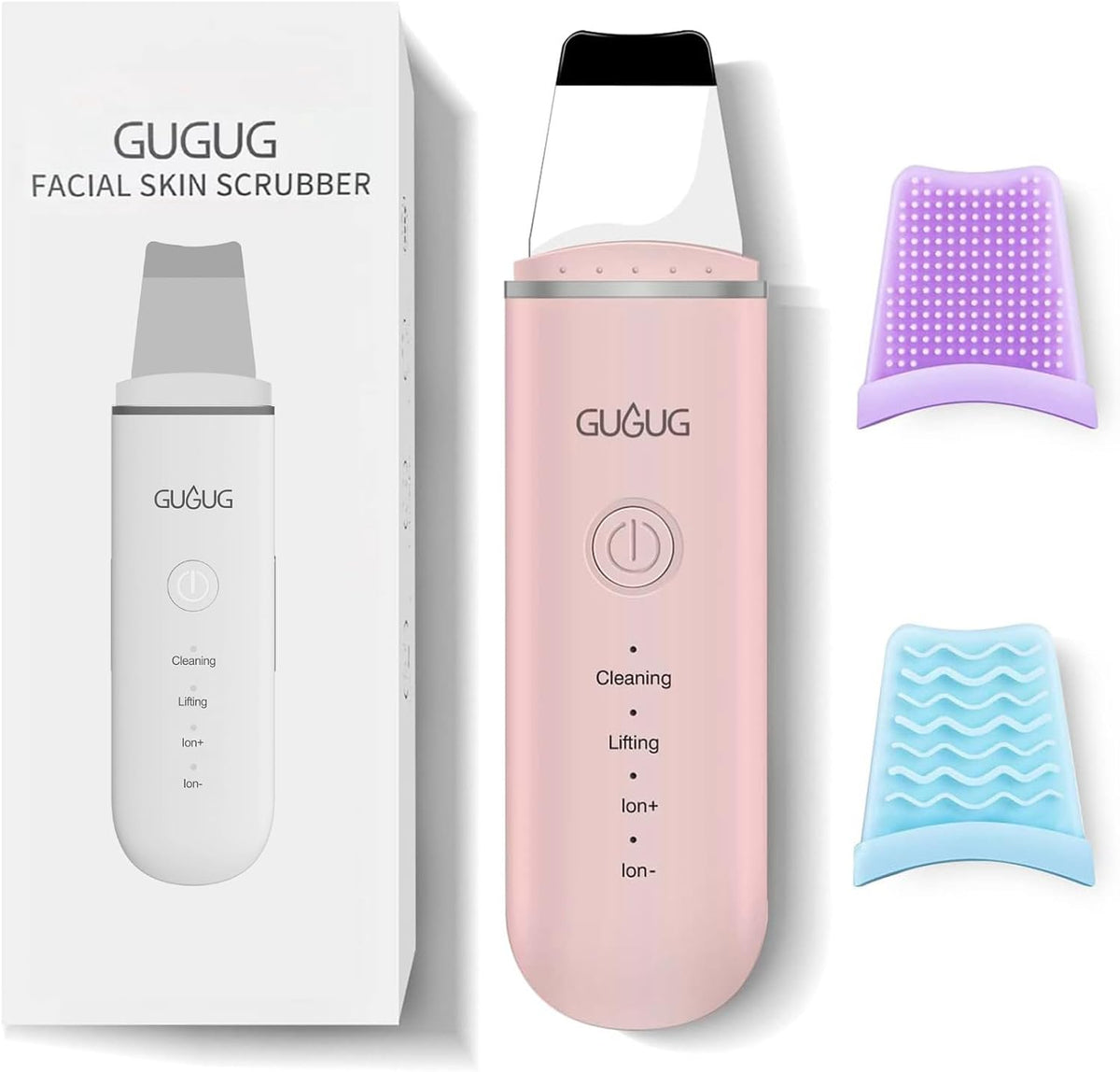 Skin Scrubber Spatula Pore Cleaner Blackhead Remover,4 Modes,Pink