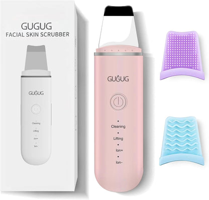 Skin Scrubber Spatula Pore Cleaner Blackhead Remover,4 Modes,Pink