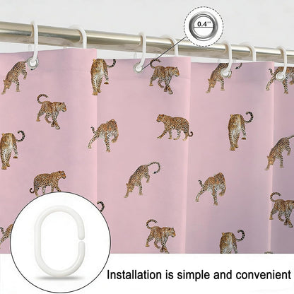 Pink Shower Curtain Vintage Leopard Print Shower Curtain 72 X 72 Inch