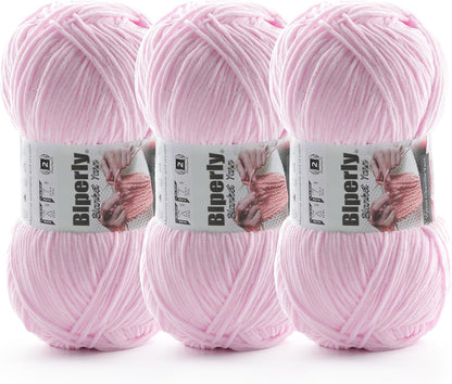 Skinny Chenille Yarn for Crocheting and Knitting - 3 Pack of 100g/317yds Ultra Soft Fluffy Plush Velvet Yarn - #2 Crochet Yarn for Amigurumi, Blankets, Plush Dolls, Baby Clothes (3, Light Pink)