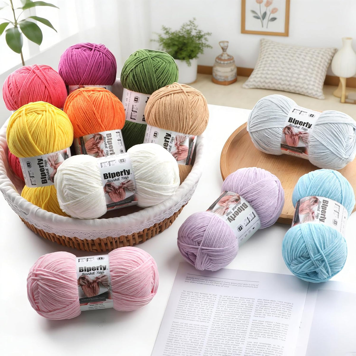 Skinny Chenille Yarn for Crocheting and Knitting - 3 Pack of 100g/317yds Ultra Soft Fluffy Plush Velvet Yarn - #2 Crochet Yarn for Amigurumi, Blankets, Plush Dolls, Baby Clothes (3, Light Pink)
