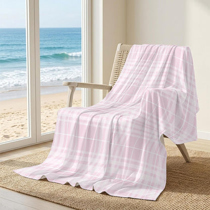 40"x60" Lap Cooling Blanket Romantic Pink Checked Ice Silk Lightweight Breathable Soft Summer Blanket for Hot Sleepers Couch Bed Sofa Camping Girly Squares White Stripes