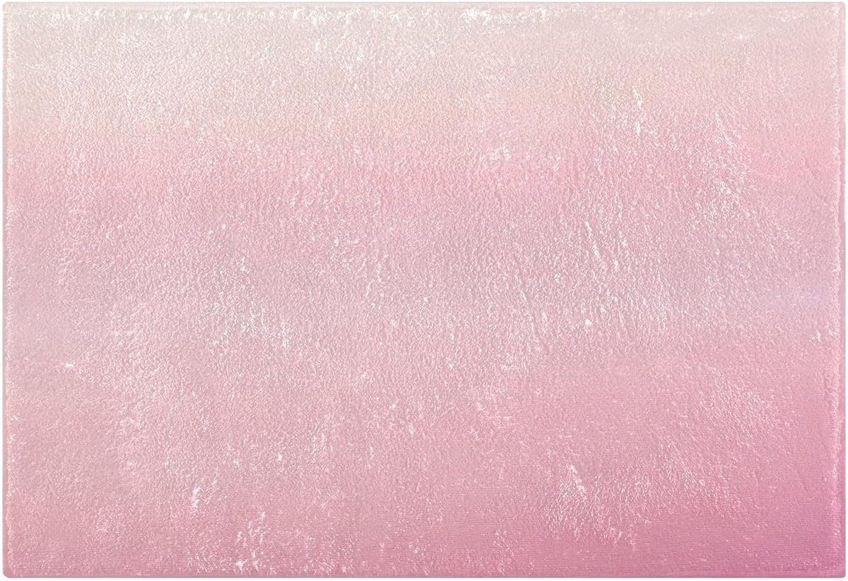 Minimalist Pink Plush Rectangle Bath Rug, Soft Absorbent Fluffy Bathroom Mat with Non Slip TPR Backing for Shower Sink Floor, 16 x 24 in