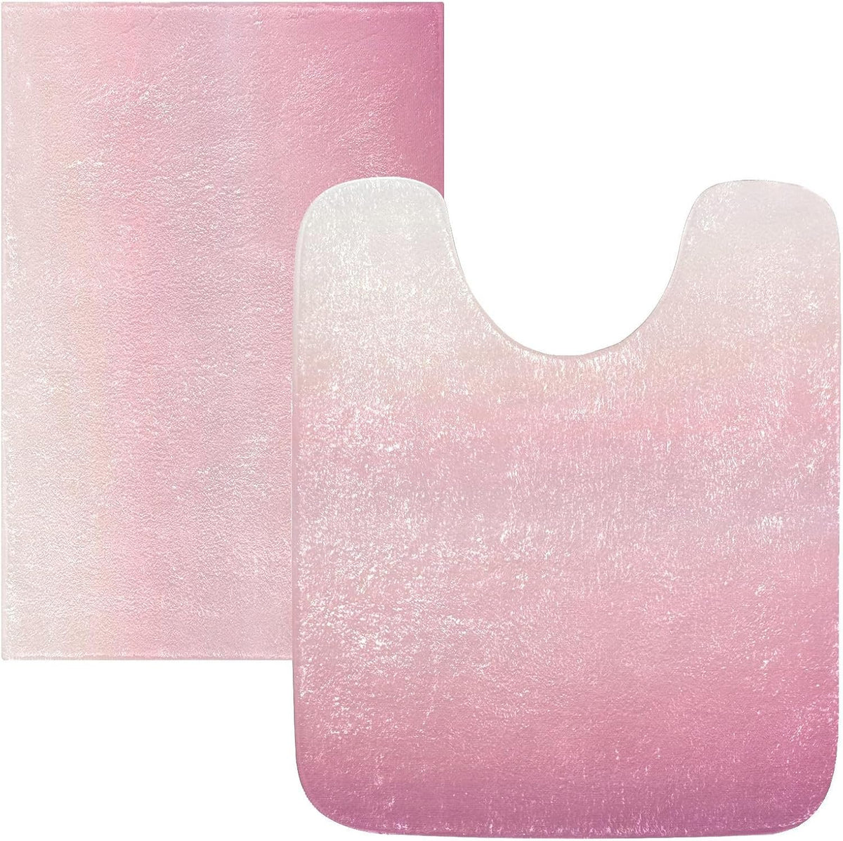 Minimalist Pink Plush Rectangle Bath Rug, Soft Absorbent Fluffy Bathroom Mat with Non Slip TPR Backing for Shower Sink Floor, 16 x 24 in