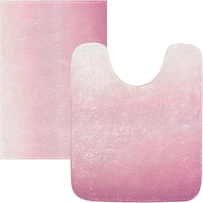 Minimalist Pink Plush Rectangle Bath Rug, Soft Absorbent Fluffy Bathroom Mat with Non Slip TPR Backing for Shower Sink Floor, 16 x 24 in