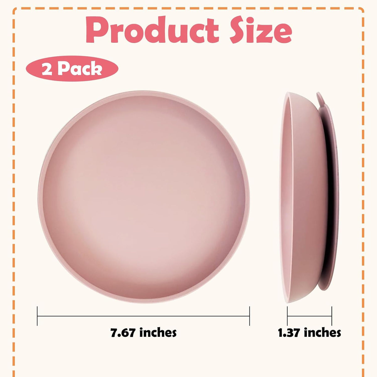 2Pcs Suction Cup Dog Bowl Silicone Senior Dogs Plates Noiseless Puppy Food & Water Dish Shallow Pet Feeding Bowls for Small & Medium-Sized Flat-Faced Pets and All Cat (Round Pink)