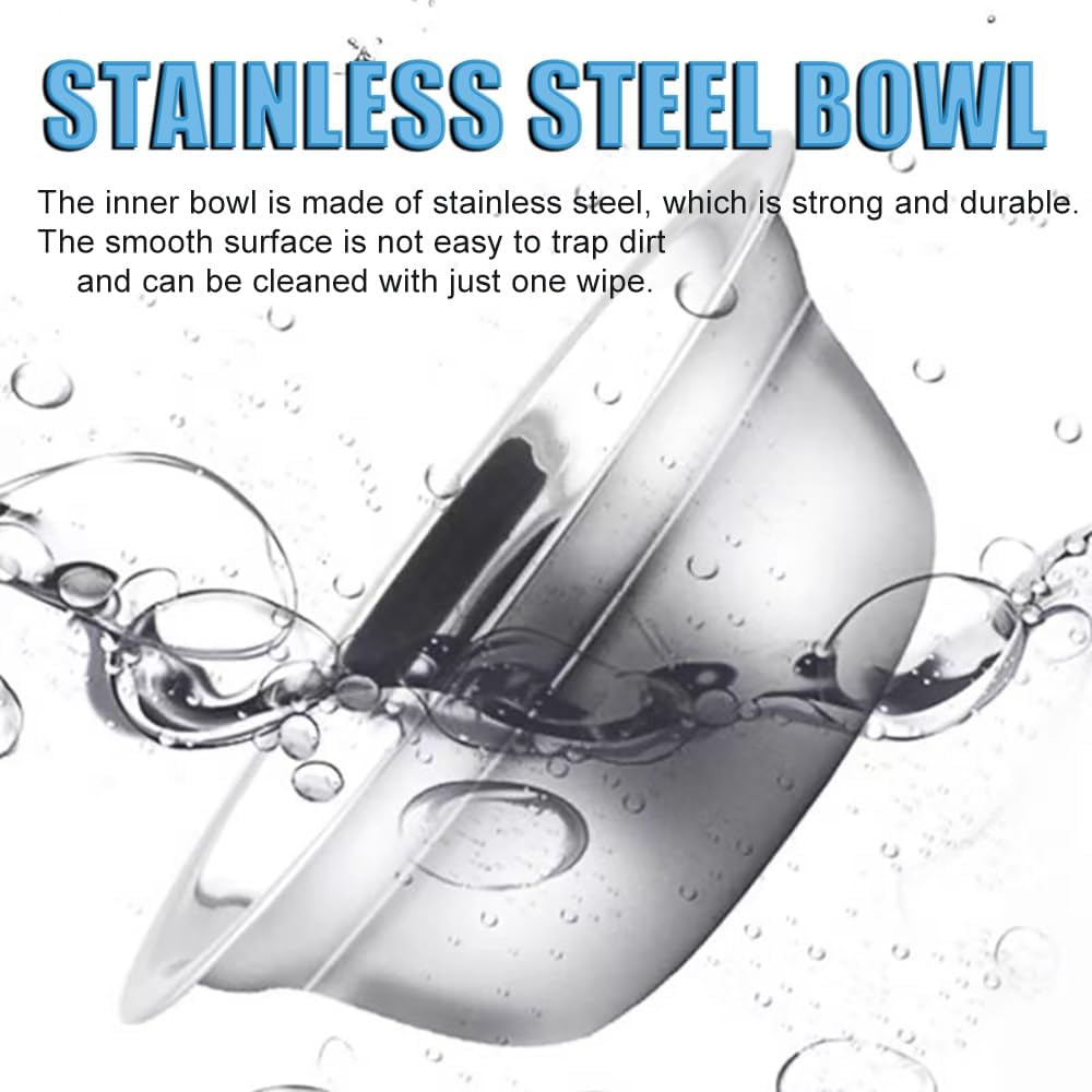 Double Cat Food Bowl -Stainless Steel Bowls with Easy-to-Clean Detachable Design, Non-Slip Base, Pet Feeder for Kittens and Medium Cats (Pink)