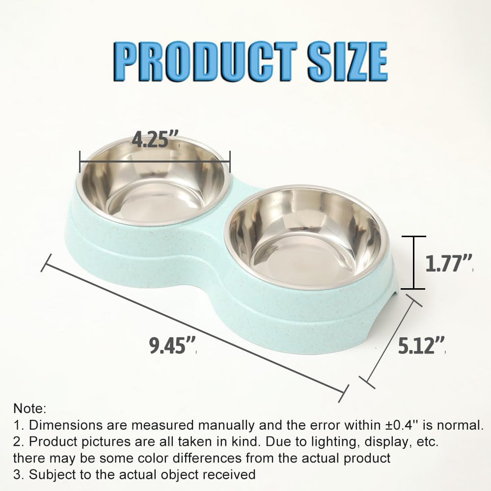 Double Cat Food Bowl -Stainless Steel Bowls with Easy-to-Clean Detachable Design, Non-Slip Base, Pet Feeder for Kittens and Medium Cats (Pink)