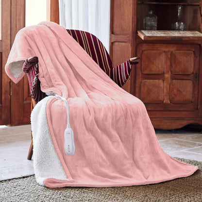 Heated Blanket 50x60”, 3 Hours Auto-Off Electric Blanket, Pink