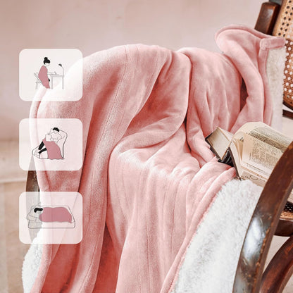 Heated Blanket 50x60”, 3 Hours Auto-Off Electric Blanket, Pink