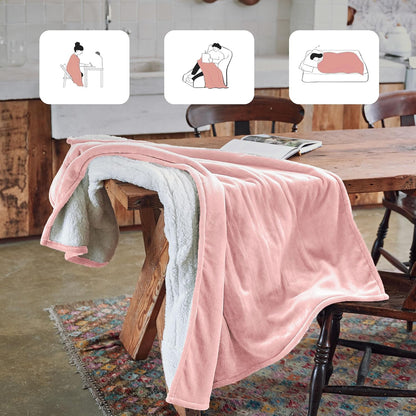 Heated Blanket 50x60”, 3 Hours Auto-Off Electric Blanket, Pink
