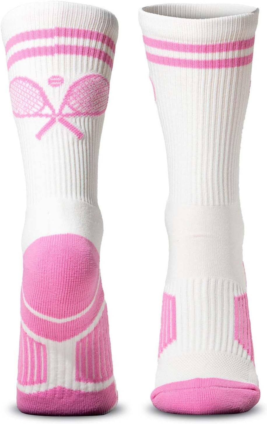 Tennis Socks - Cushioned Mid-Calf Crew - Crossed Racquets