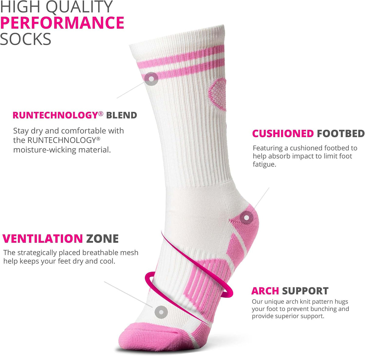 Tennis Socks - Cushioned Mid-Calf Crew - Crossed Racquets