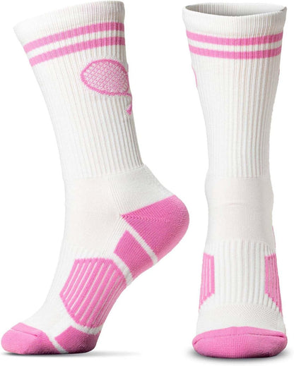 Tennis Socks - Cushioned Mid-Calf Crew - Crossed Racquets