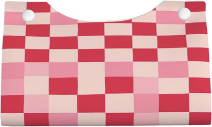 Beige Pink Checkerboard Pattern Rectangle Tissue Box Cover PVC Faux Leather Tissue Boxes Holder Lightweight Tissue Box Cube for Bathroom Home Car Office